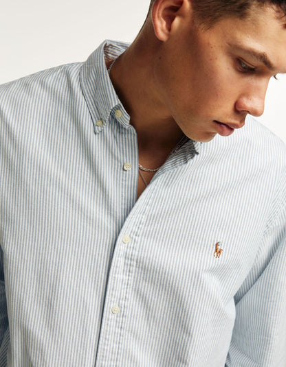 Camisa Oxford a rayas azul y blanco