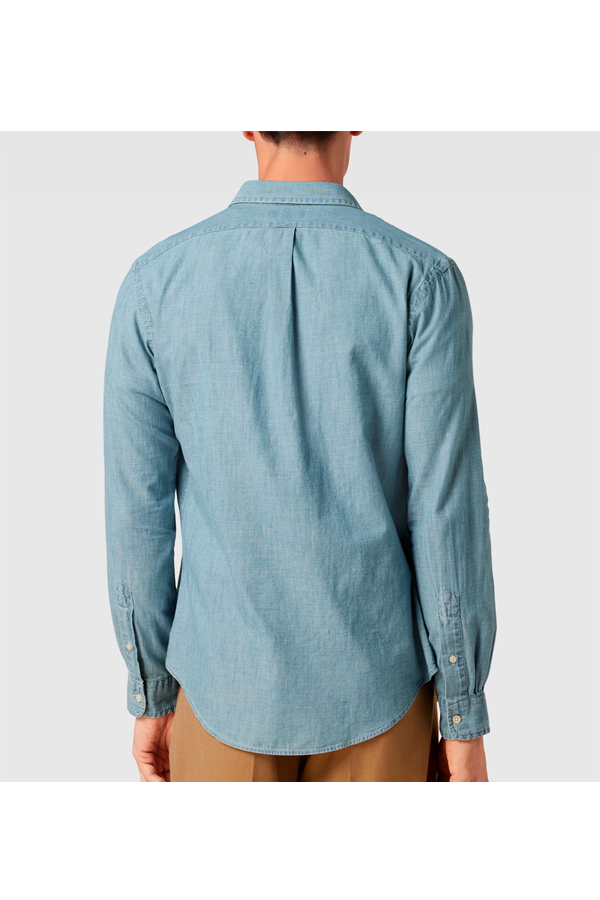 Camisa de mezclilla corte slim azul lavado