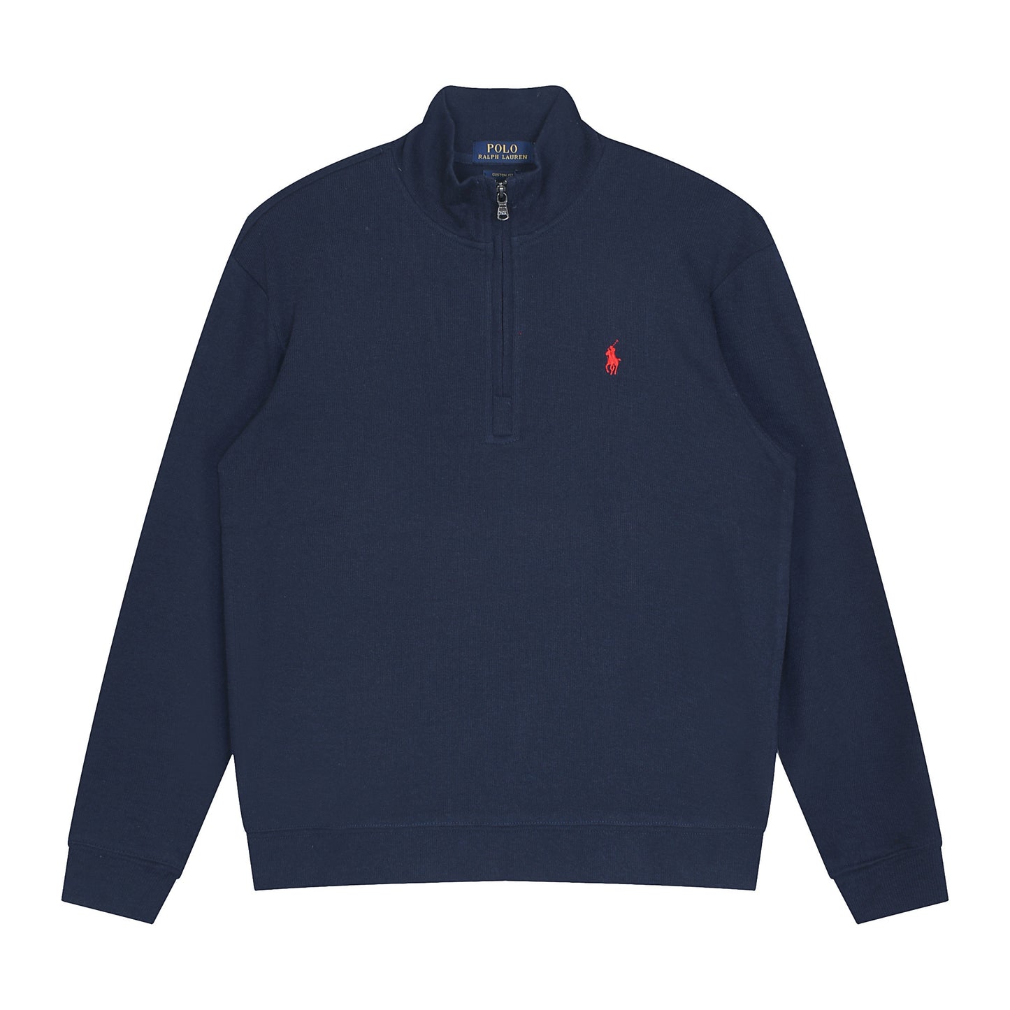 Jersey de punto de lujo con cremallera de un cuarto, RL, de algodón y lino puro.