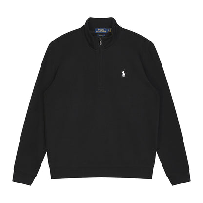 Jersey de punto de lujo con cremallera de un cuarto, RL, de algodón y lino puro.