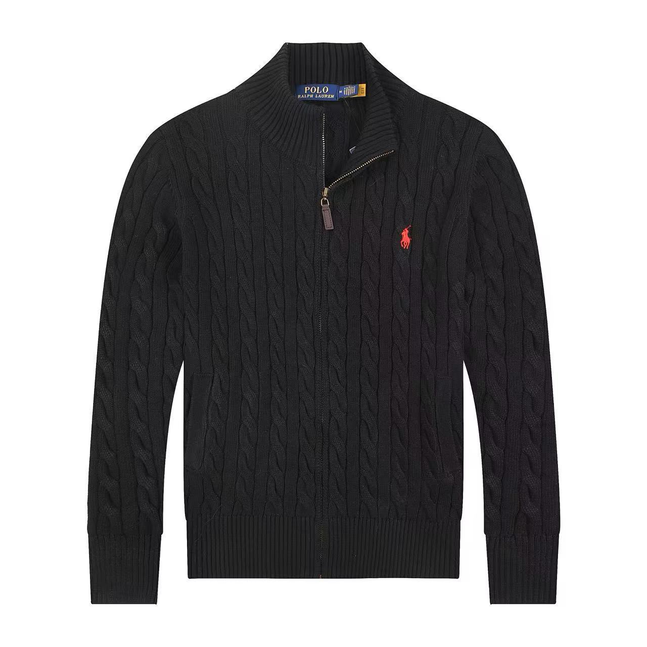 Jersey de punto de lino y algodón puro RL con cremallera completa