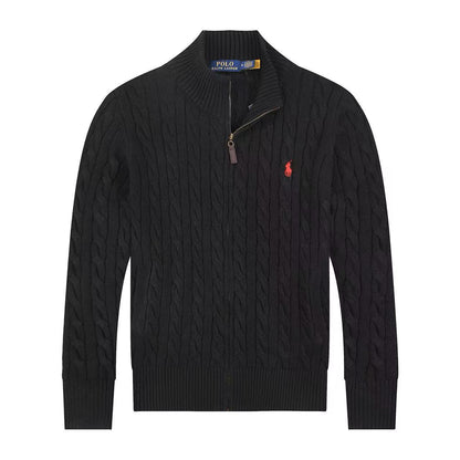 Jersey de punto de lino y algodón puro RL con cremallera completa