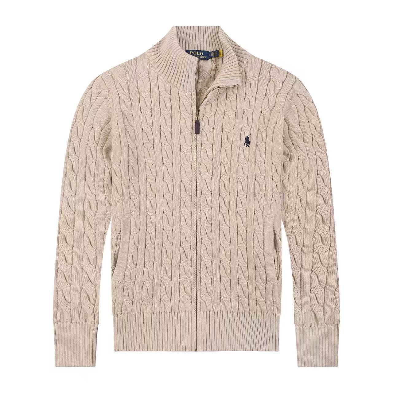 Jersey de punto de lino y algodón puro RL con cremallera completa