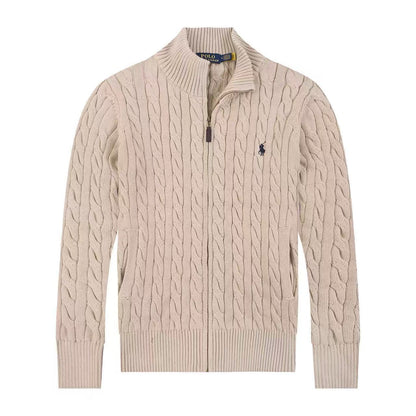 Jersey de punto de lino y algodón puro RL con cremallera completa