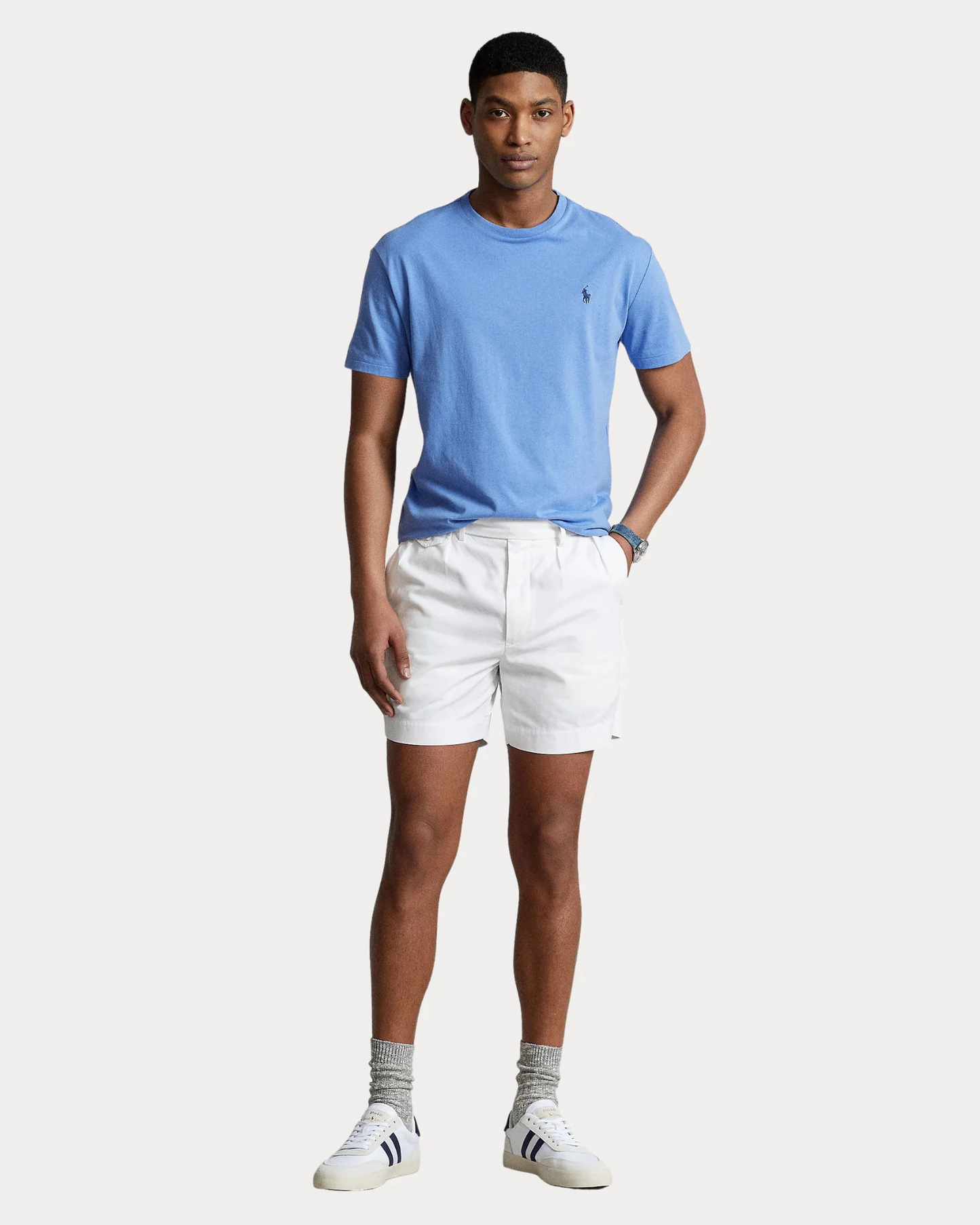 Camiseta de punto Classic Fit Azul claro