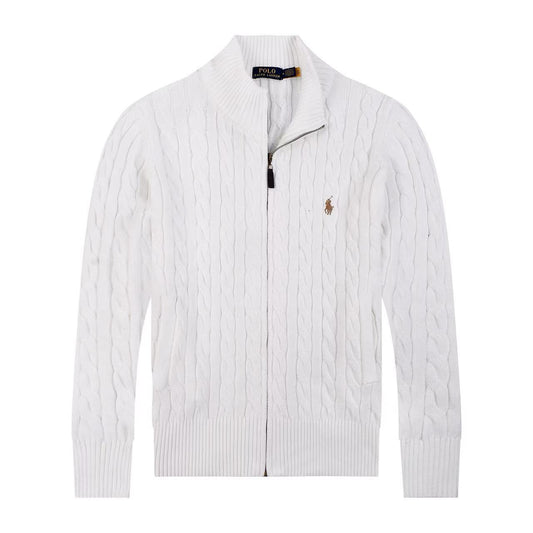 Jersey de punto de lino y algodón puro RL con cremallera completa