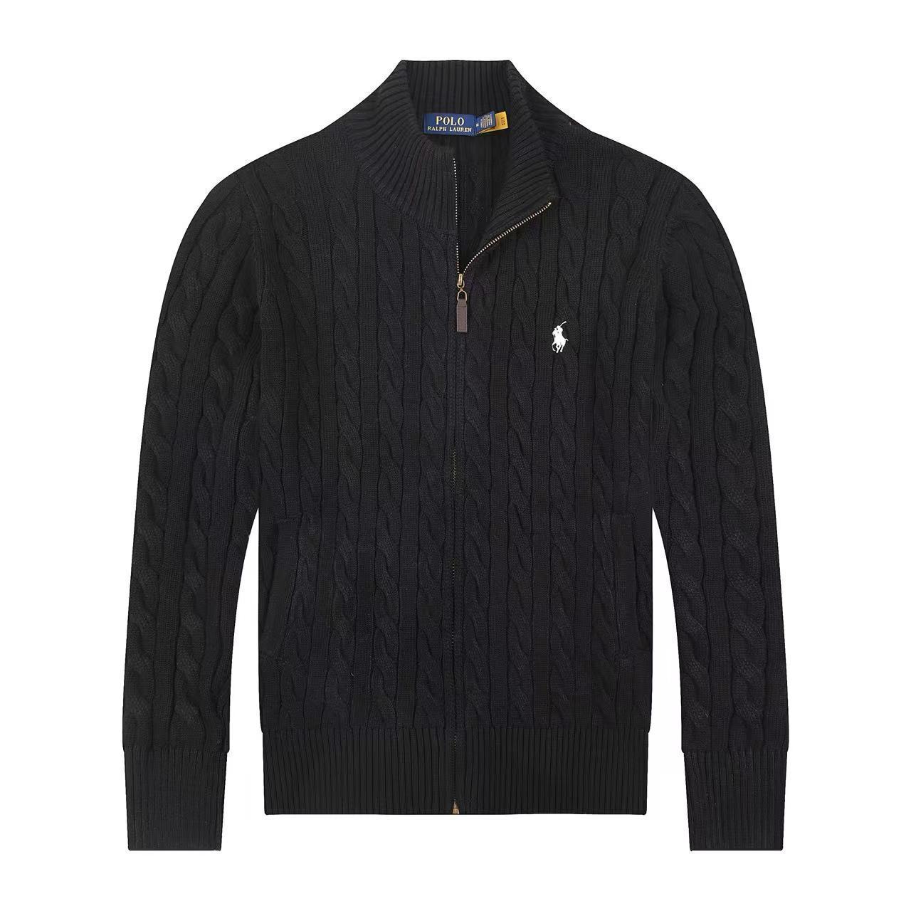 Jersey de punto de lino y algodón puro RL con cremallera completa