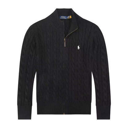 Jersey de punto de lino y algodón puro RL con cremallera completa