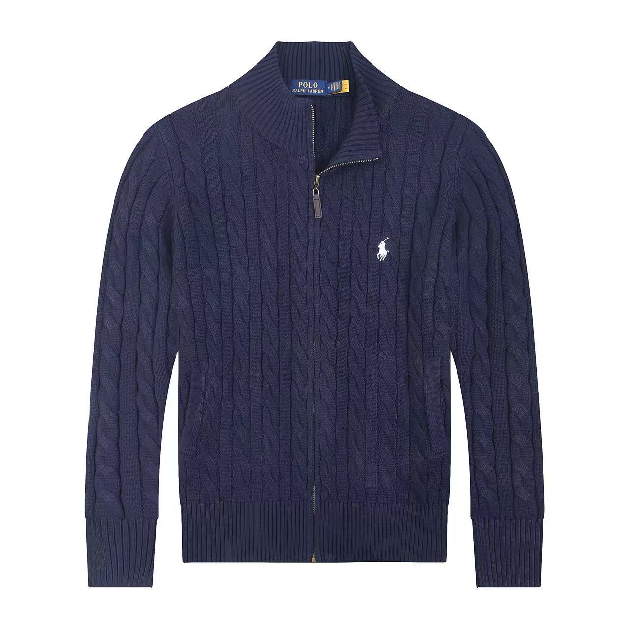 Jersey de punto de lino y algodón puro RL con cremallera completa