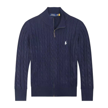 Jersey de punto de lino y algodón puro RL con cremallera completa