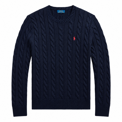 Suéter de algodón tejido mesh azul marino