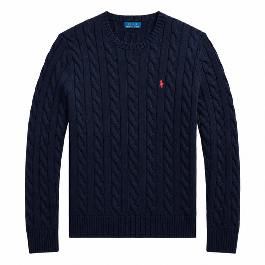Suéter de algodón tejido mesh azul marino