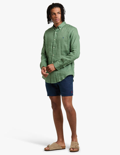 Camisa de lino verde militar
