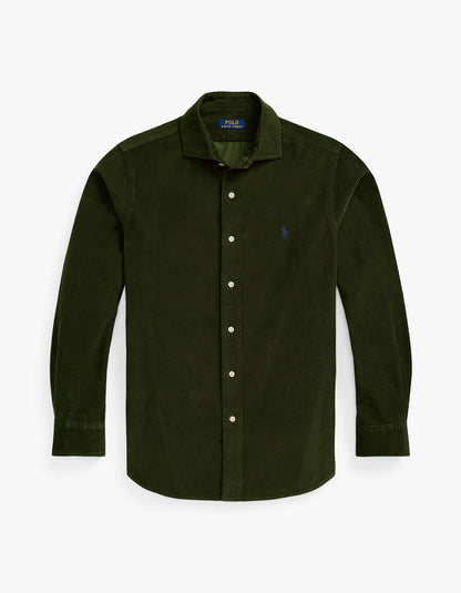 Camisa de cotelé verde oliva
