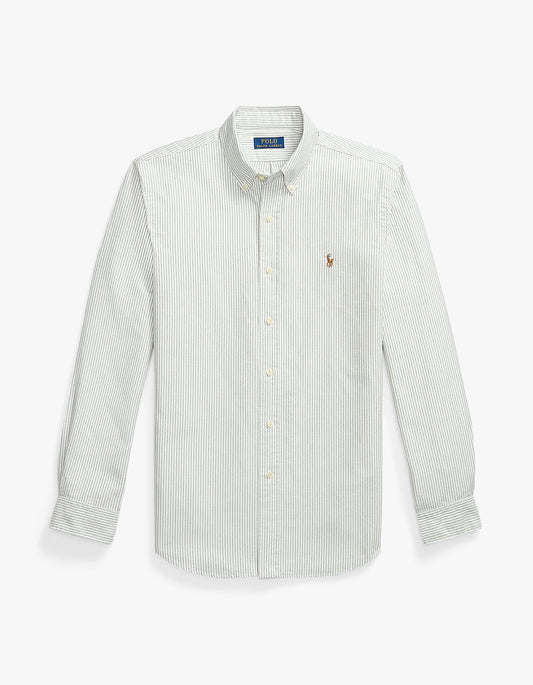 Camisa Oxford a rayas verde y blanco