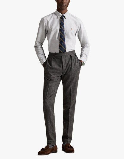 Camisa Oxford a rayas gris y blanco