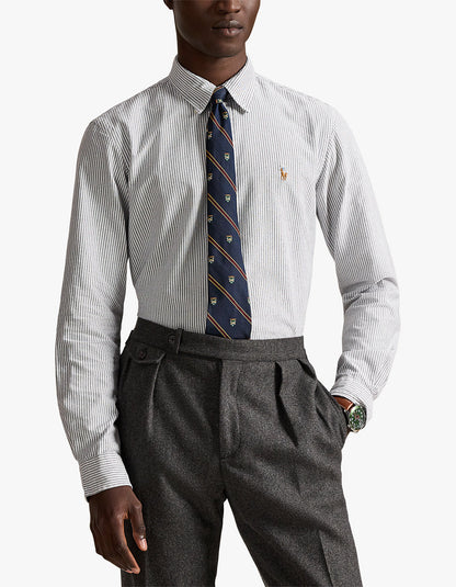 Camisa Oxford a rayas gris y blanco