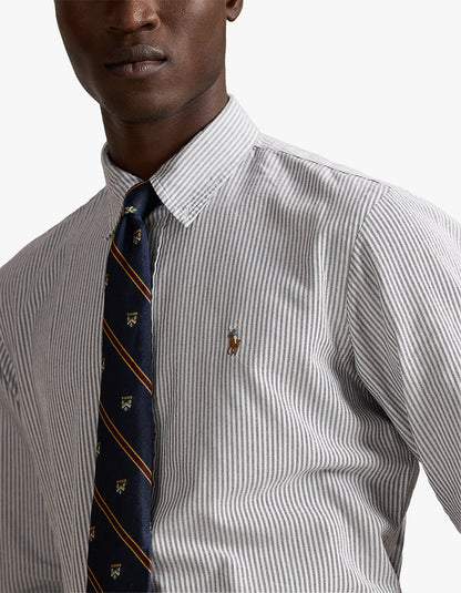 Camisa Oxford a rayas gris y blanco