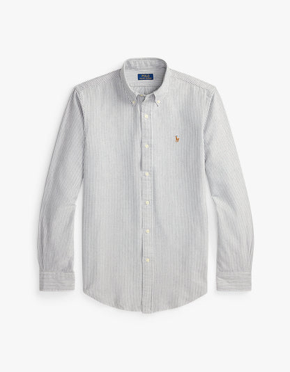 Camisa Oxford a rayas gris y blanco