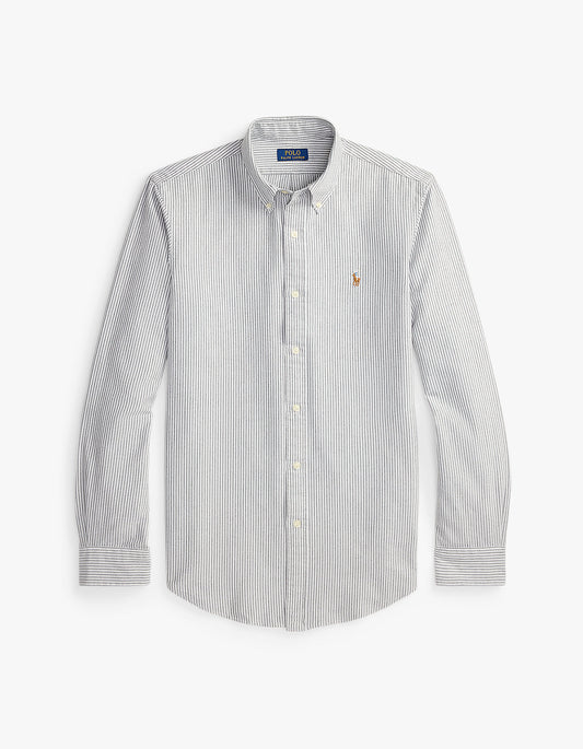 Camisa Oxford a rayas gris y blanco