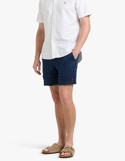 Short de lino azul marino
