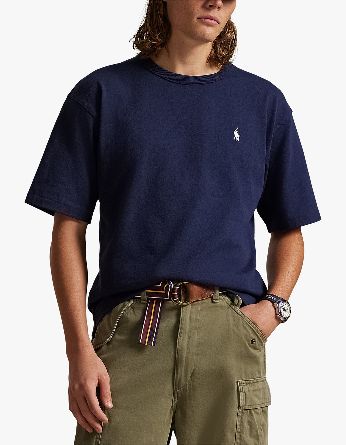 Polera de algodón corte holgado azul marino