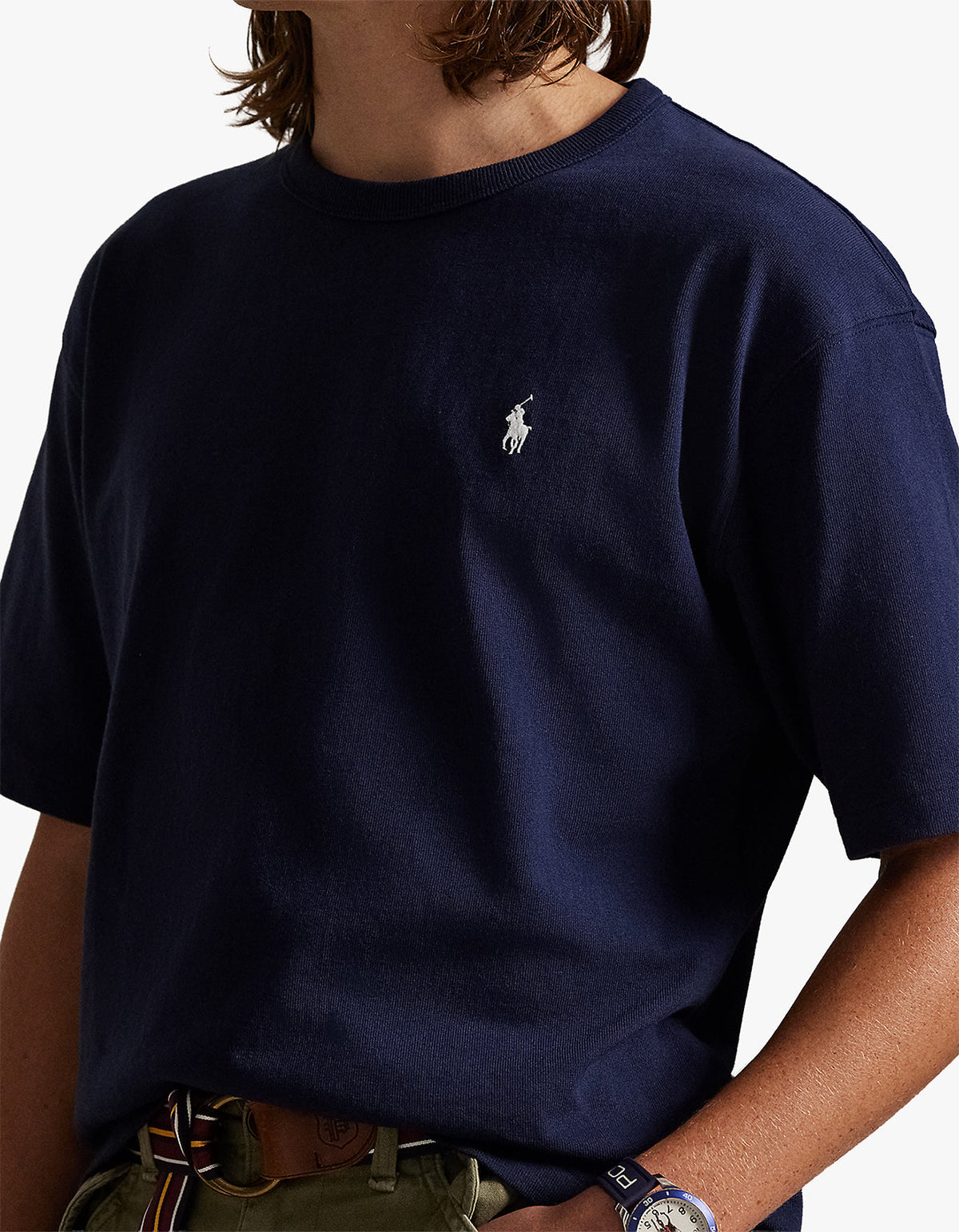 Polera de algodón corte holgado azul marino
