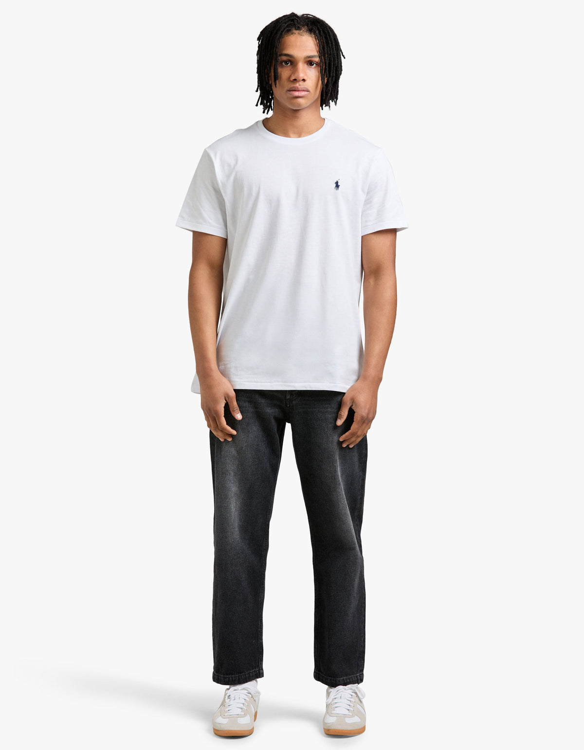 Polera cuello redondo corte slim blanca
