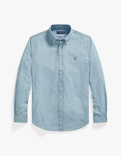 Camisa de chambray celeste