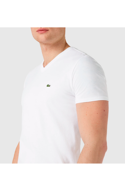 Polera cuello en V blanca
