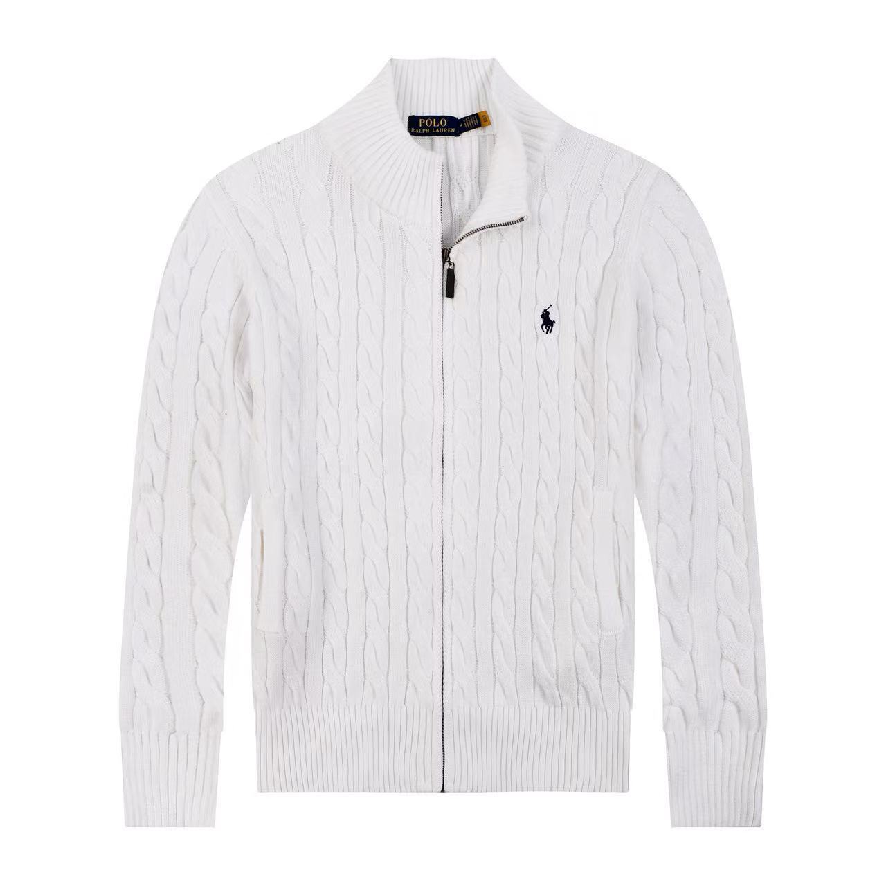 Jersey de punto de lino y algodón puro RL con cremallera completa