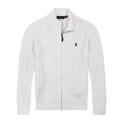 Jersey de punto de lino y algodón puro RL con cremallera completa