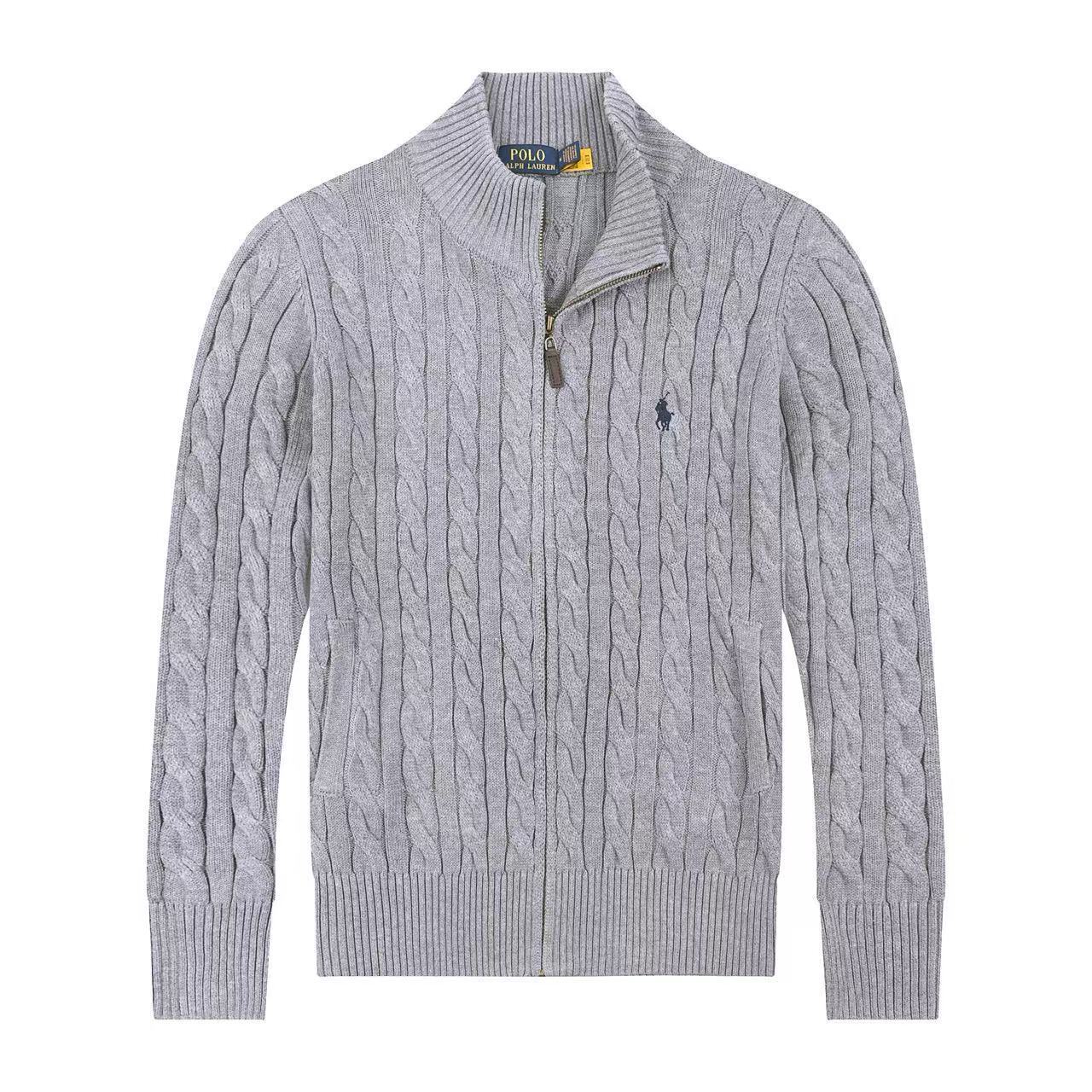 Jersey de punto de lino y algodón puro RL con cremallera completa