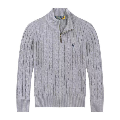 Jersey de punto de lino y algodón puro RL con cremallera completa