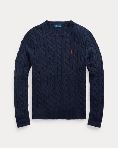 Suéter de algodón tejido mesh azul marino