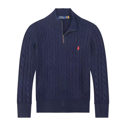 Jersey de punto de lino y algodón puro RL con cremallera completa