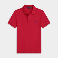 Roja etiqueta azul