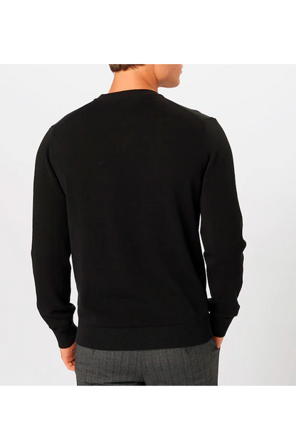 Suéter de punto cuello en V negro