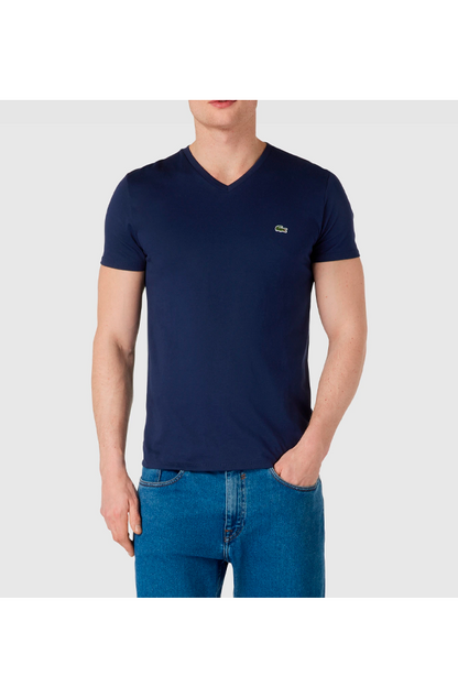 Polera cuello en V azul marino
