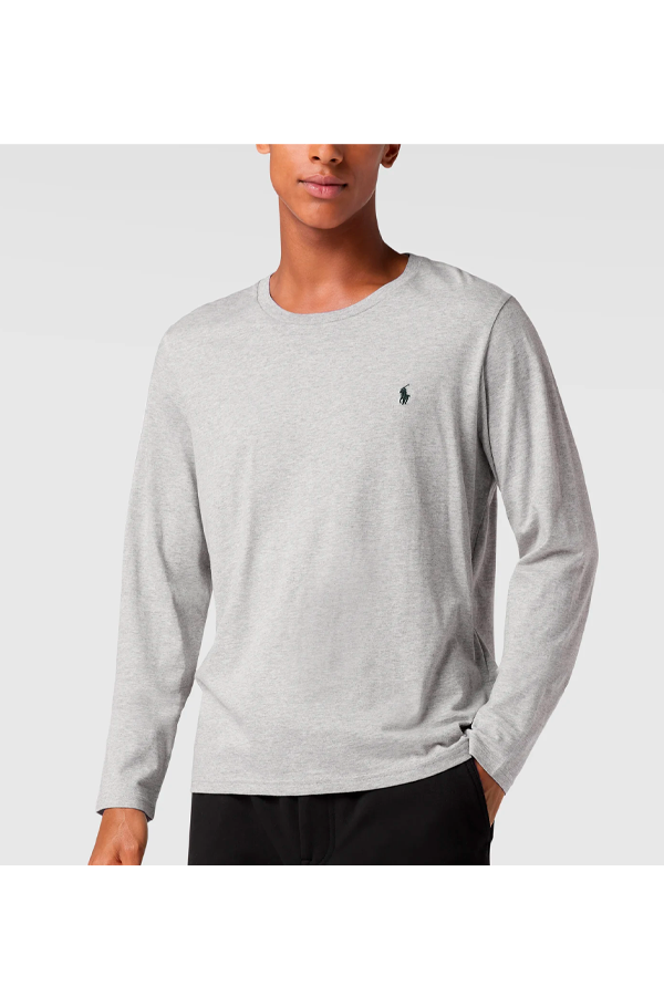 Polera manga larga cuello redondo gris