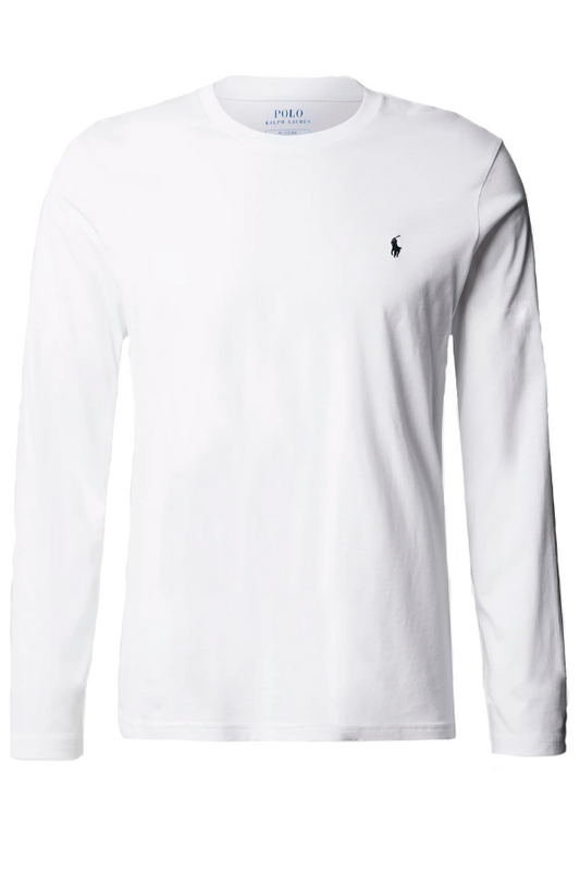 Polera manga larga cuello redondo blanca
