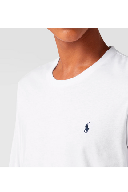 Polera manga larga cuello redondo blanca