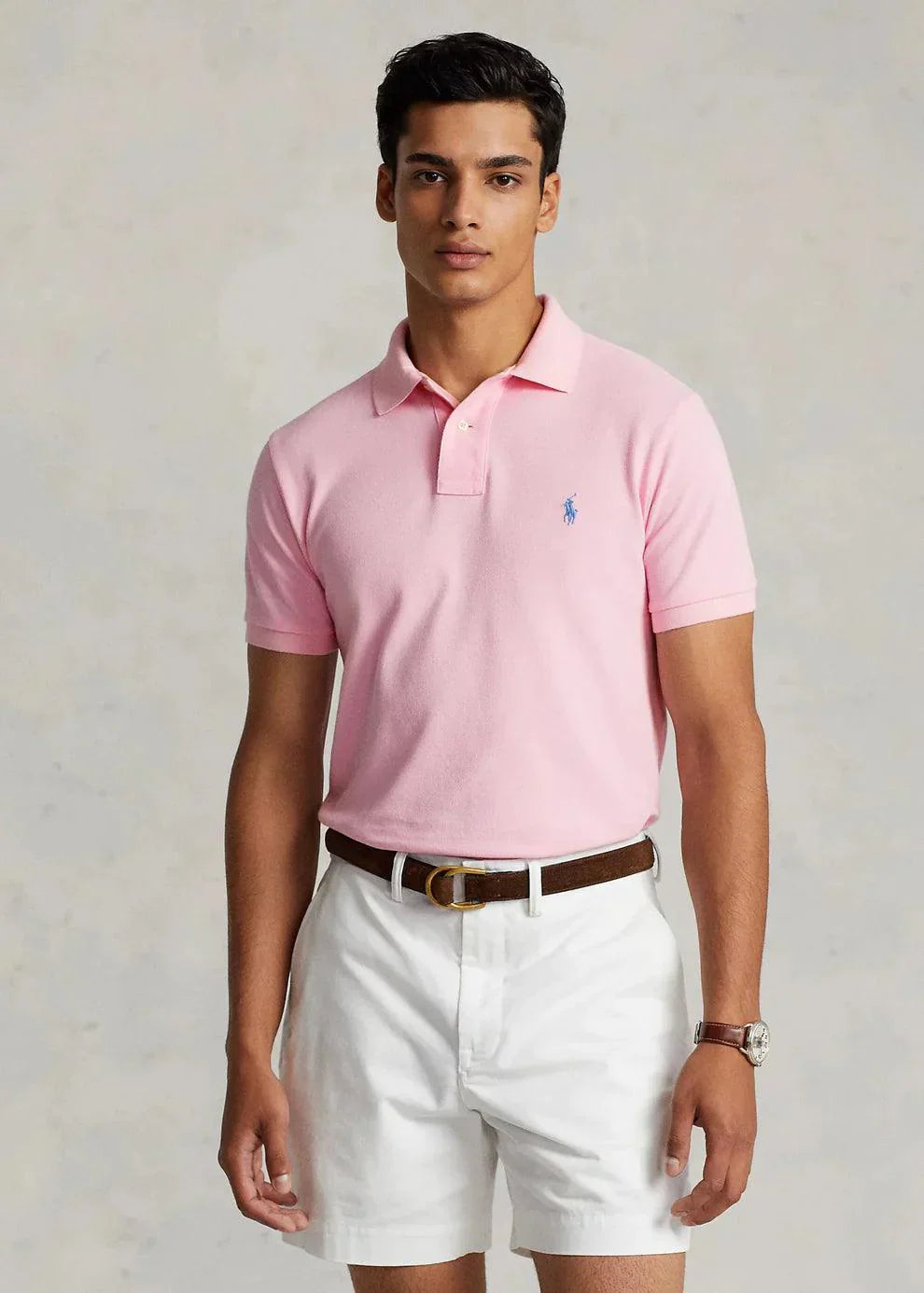 Polera Polo piqué rosa caramelo
