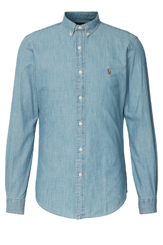 Camisa de mezclilla corte slim azul lavado