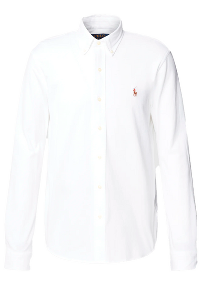Camisa de piqué corte slim blanca