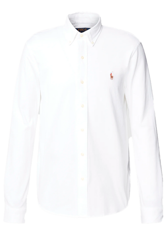Camisa de piqué corte slim blanca