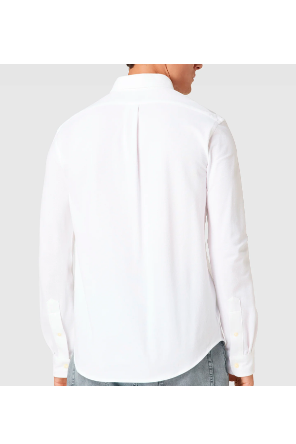 Camisa de piqué corte slim blanca