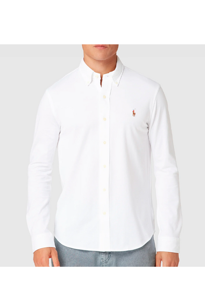Camisa de piqué corte slim blanca
