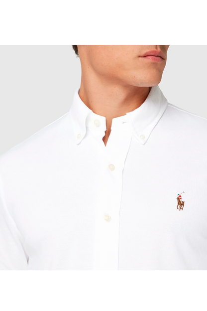 Camisa de piqué corte slim blanca